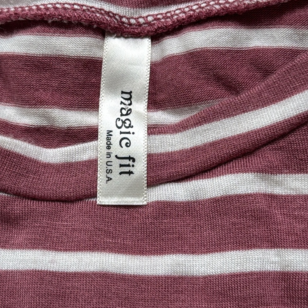 Magic Fit Striped Short Sleeve Top 💗 Pink & Ivory - Picture 12 of 13